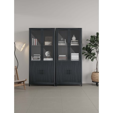 Manhattan Comfort Jodie Bookcase in Charcoal Grey, 2PK 2-BC001-GY